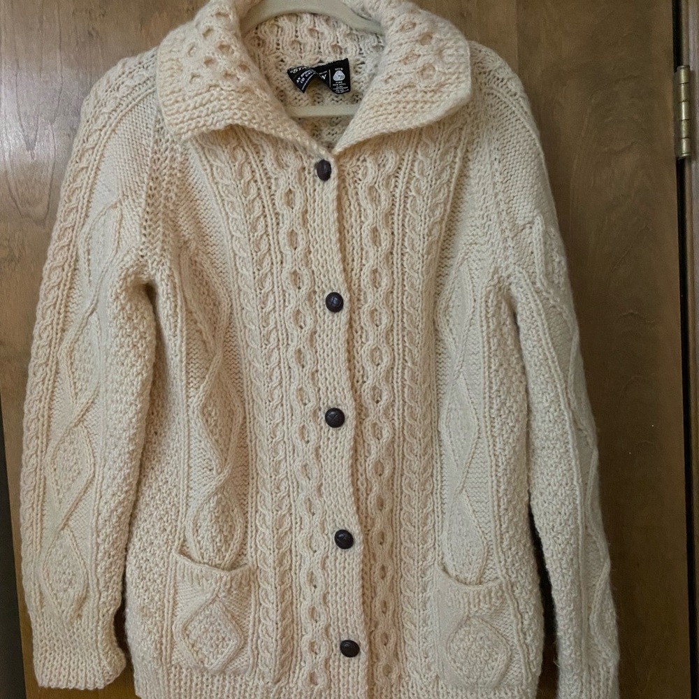 Vintage Standun Irish Cream Cable Knit Wool Women's Sweater